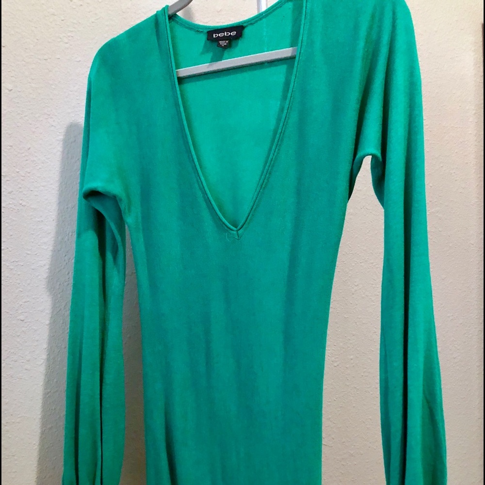 Bebe Turquoise Long Sleeve V-Neck Tunic!!! - Picture 3 of 8